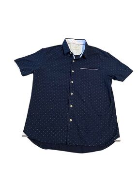 7diamonds men’s vision Quest navy blue micro print short sleeve button down M